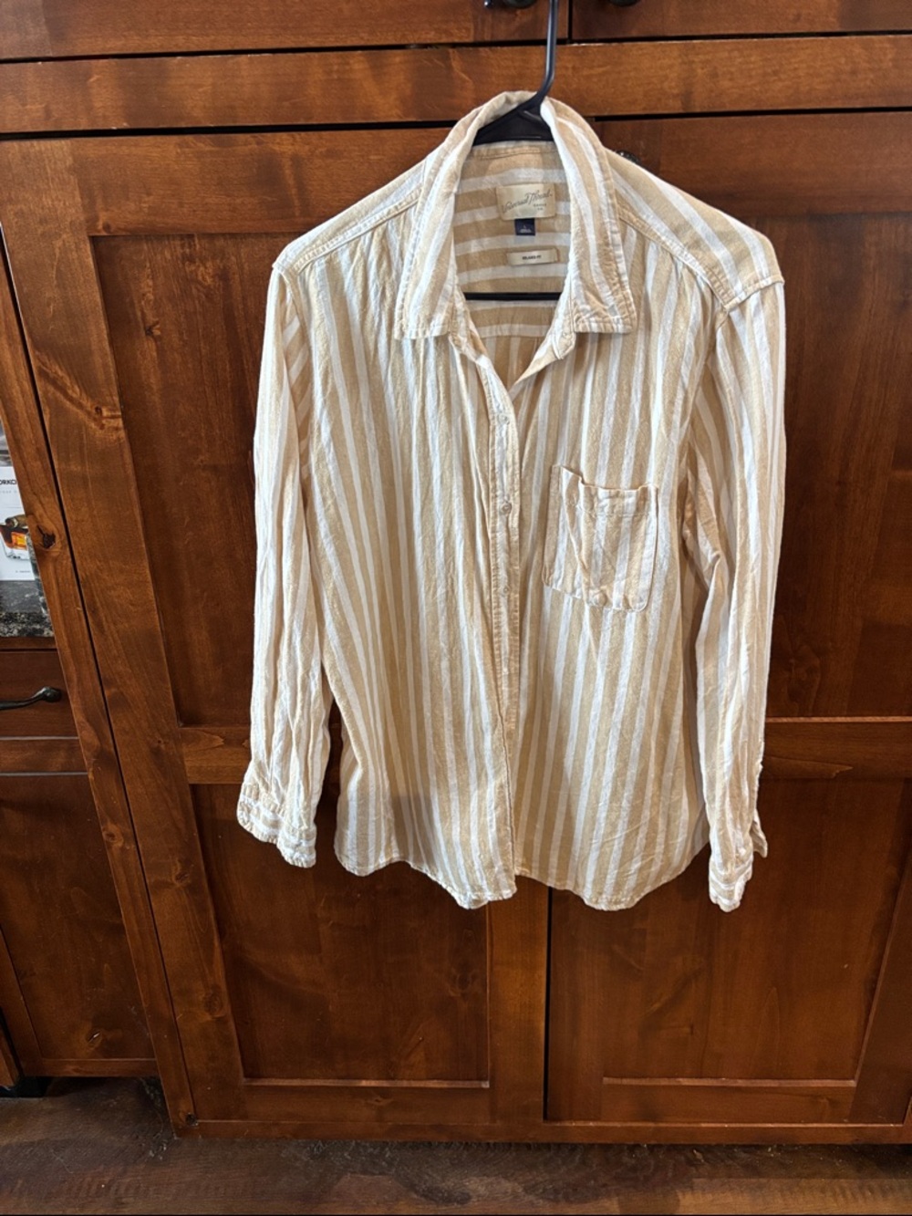 Universal Thread Cream & White Striped Button-Down Shirt